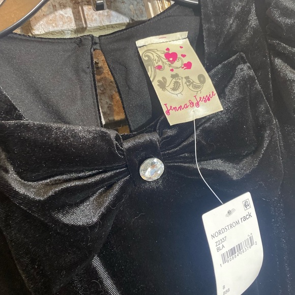 Black Velvet Jumpsuit with Bow and Crystal Accent NWT - Picture 3 of 8